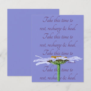 White Daisy Flower Blue Old Mauve Get-Well Kaart