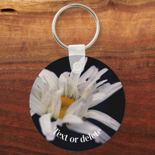 White Daisy Flower Personalized Sleutelhanger (Voorkant)