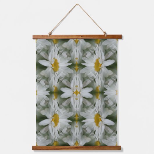 White Daisy Flower Petals Abstract Hangend Wandkleed (Voorkant)