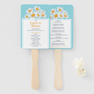 White Daisy Flower Polkadot Pattern Wedal Wedding Handwaaier