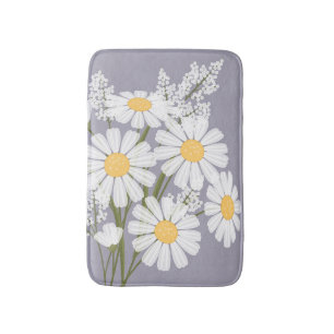 White Daisy Flowers Bouquet op Lavender Badmat