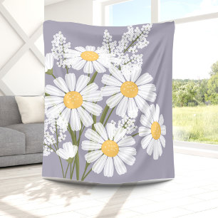 White Daisy Flowers Bouquet op Lavender Fleece Deken