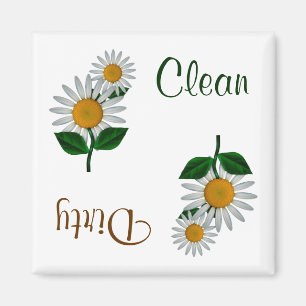 White Daisy Flowers Dishwasher Magnet Magneet
