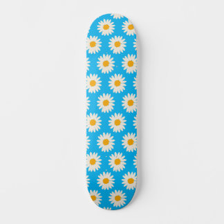 White Daisy Flowers Pattern Skateboard