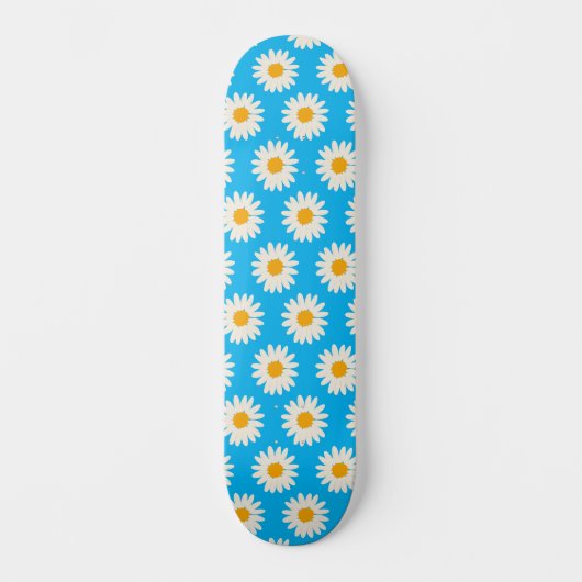 White Daisy Flowers Pattern Skateboard (Voorkant)