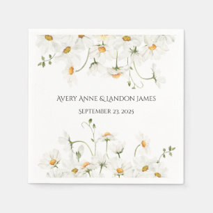 White Daisy Greenery Gepersonaliseerd Napkins Servet