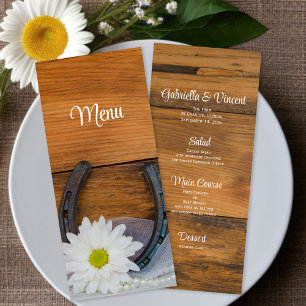 White Daisy Horseshoe Country Western Mariage Menu