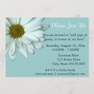White Daisy Invitations Kaart