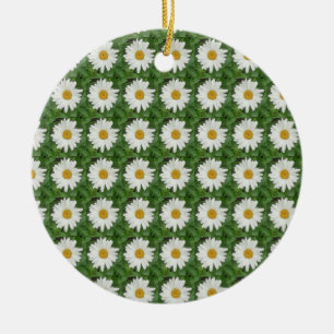White Daisy Keramisch Ornament