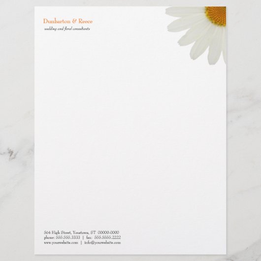 White Daisy Letterhead Briefhoofd Ontwerp (Voorkant)