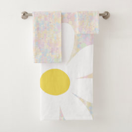 White Daisy met pastel stippen Bad Handdoek