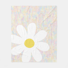 White Daisy met pastel stippen Fleece Deken