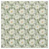 White Daisy Mint Floral Pattern Stof (Swatch)
