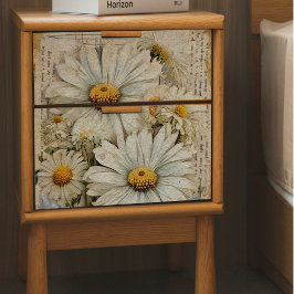 White Daisy Newsprint Decoupage Tissue Paper Tissuepapier