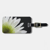 White Daisy on Black Bagagelabel (Voorkant horizontaal)