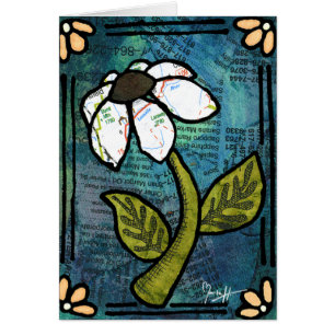 White Daisy on Blue Background - Collage