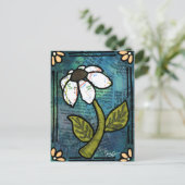 White Daisy on Blue Background - Collage Briefkaart (Staand voorkant)