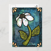 White Daisy on Blue Background - Collage Briefkaart (Voorkant / Achterkant)