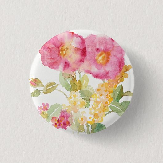 White Daisy on Blue Ronde Button 3,2 Cm (Voorkant)