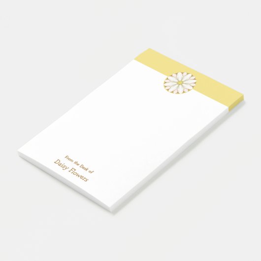 White Daisy on Golden Yellow Personalized Post-it® Notes (Schuin)