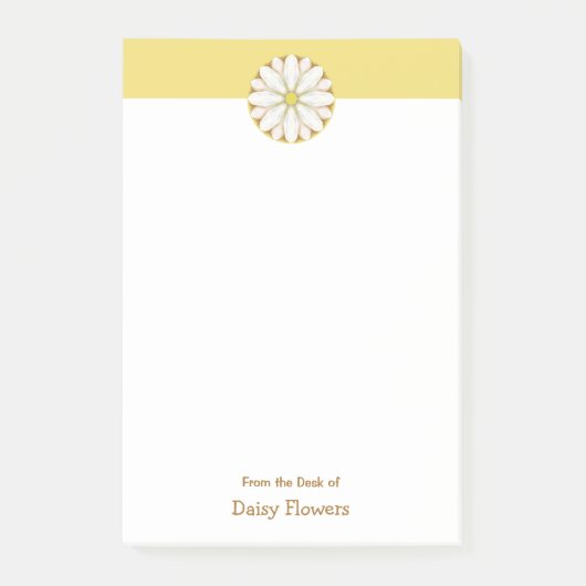 White Daisy on Golden Yellow Personalized Post-it® Notes (Voorkant)