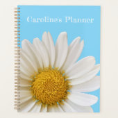 White Daisy on Sky Blue Custom Text Planner (Voorkant)