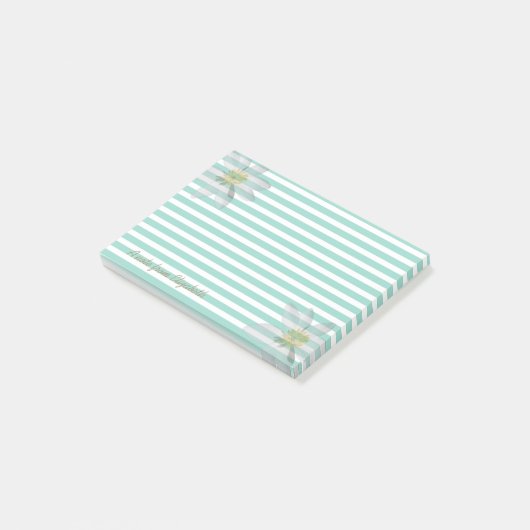 White Daisy on Stripes-Personalized Post-it® Notes (Schuin)