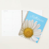 White Daisy op Sky Blue Custom Name Planner (Display)