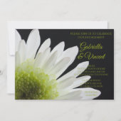 White Daisy over Black Engagement Party Kaart (Voorkant)