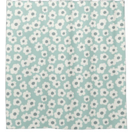 White Daisy over Light Blue Douchegordijn