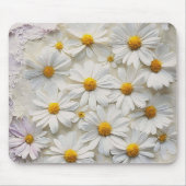 White Daisy over noodlijdend papier Muismat (Voorkant)