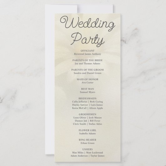White Daisy Pale Yellow Wedding Programme (Dos)