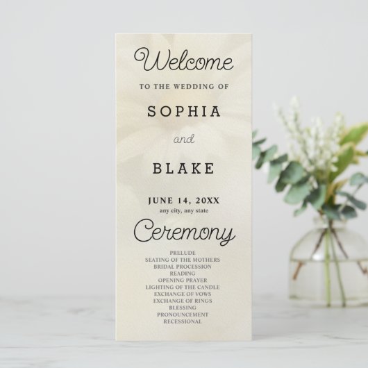 White Daisy Pale Yellow Wedding Programme (Debout devant)