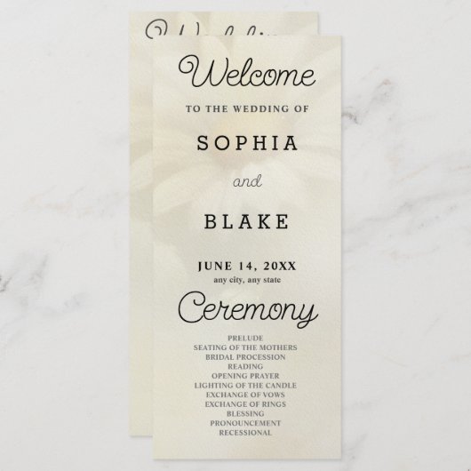 White Daisy Pale Yellow Wedding Programme (Devant / Derrière)