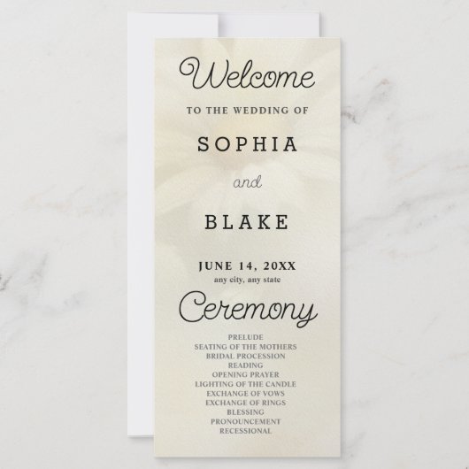 White Daisy Pale Yellow Wedding Programme (Devant)