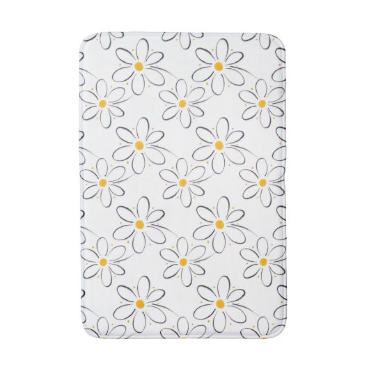 White Daisy Pattern Badmat (Voorkant Verticaal)