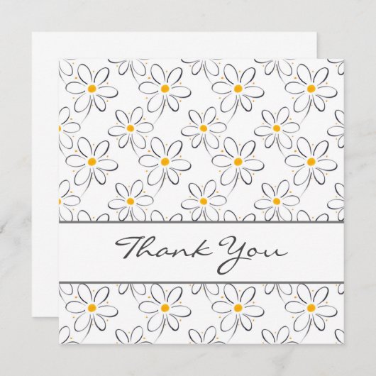 White Daisy Pattern Bedankkaart (Voorkant / Achterkant)