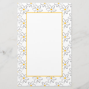 White Daisy Pattern Briefpapier
