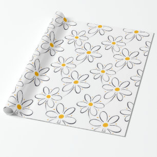White Daisy Pattern Cadeaupapier