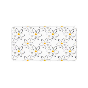 White Daisy Pattern Etiket