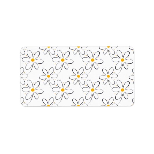 White Daisy Pattern Etiket (Voorkant)