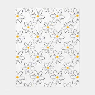 "White Daisy Pattern" Fleece Deken