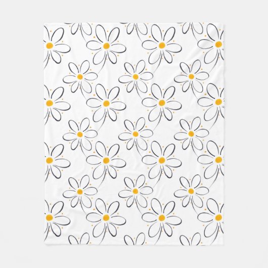 "White Daisy Pattern" Fleece Deken (Voorkant)