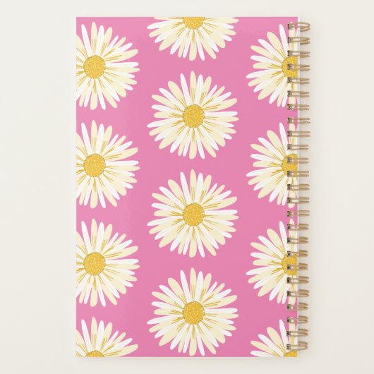 White Daisy Pattern Flowers Blooms Floral CUSTOM Planner (Achterkant)