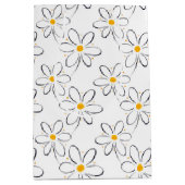 White Daisy Pattern Medium Cadeauzakje (Voorkant)