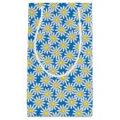 White Daisy Pattern on Blue Small Gift Bag Klein Cadeauzakje (Voorkant)