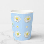 White Daisy Pattern on Light Blue Background Papieren Bekers (Rechts)