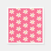 White Daisy Pattern op Hot Pink Retro y2k Preppy Servet (Voorkant)