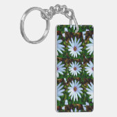 White Daisy Pattern Sleutelhanger (Voorkant Links)