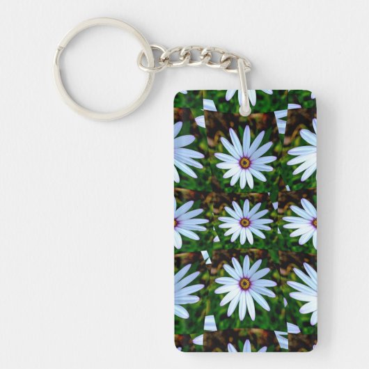 White Daisy Pattern Sleutelhanger (Voorkant)